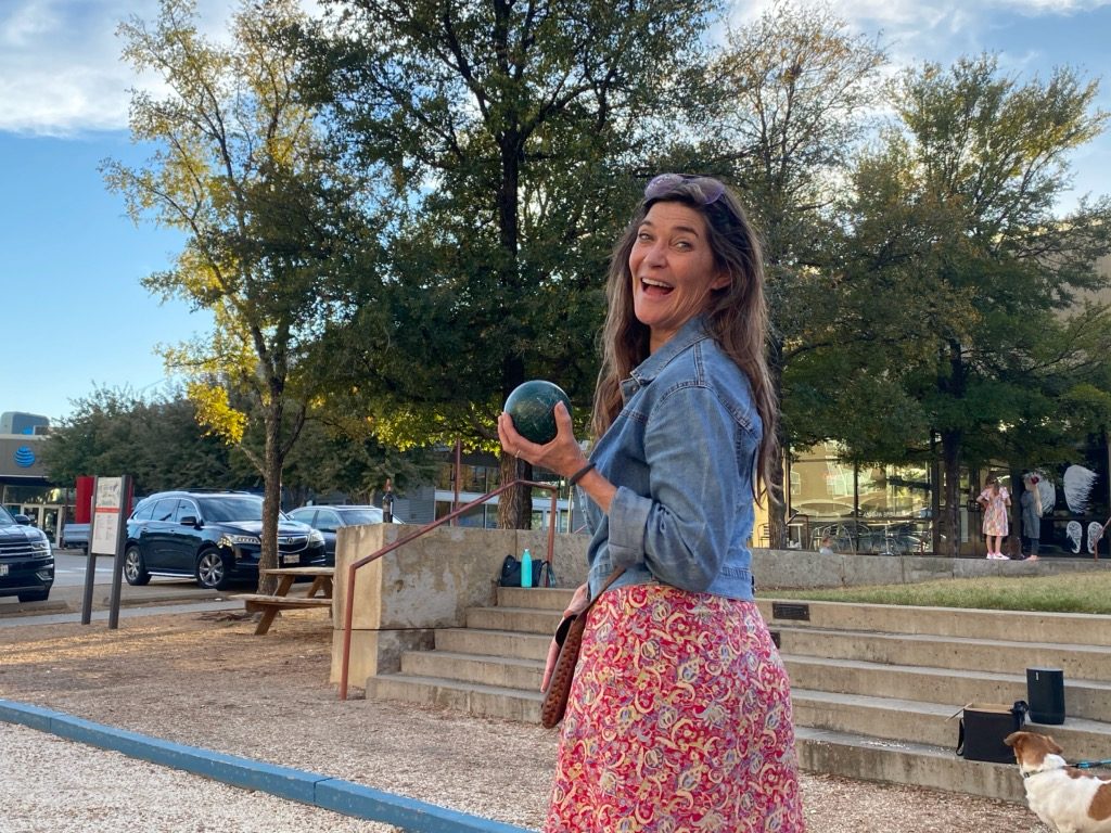 Claire enjoying bocce ball